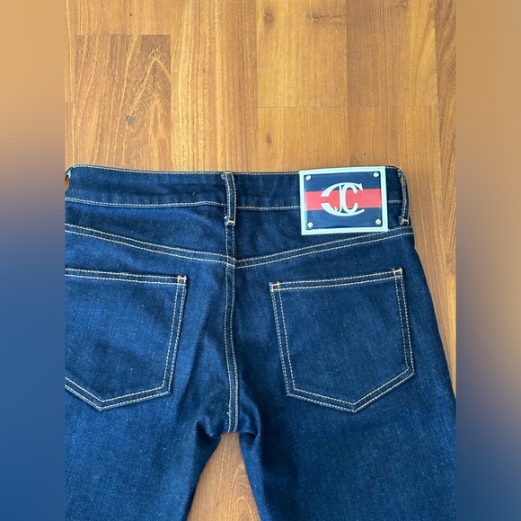 JustCavalli dark blue denim pants with round flat gold studs on the side Size 27 - Picture 8 of 15